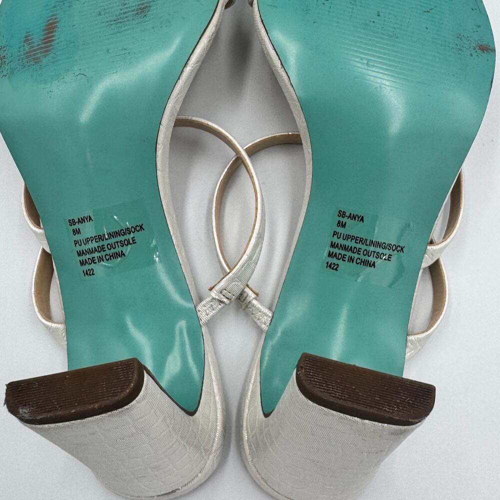 Betsey Johnson Anya Heels 8 White Croc Mule Sandals Bridal Y2K Heels Shoes Y2K - Picture 4 of 16
